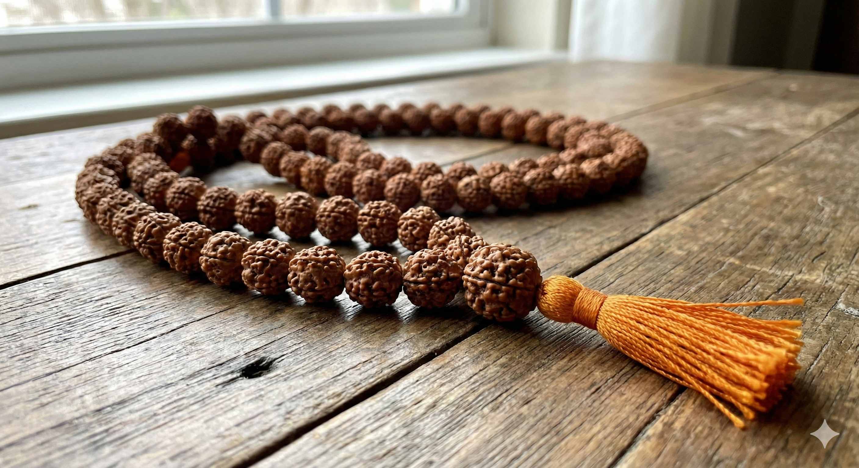 5 Mukhi Rudraksha Mala, Indian Prayer Rosary, Yoga Meditation Beads 4